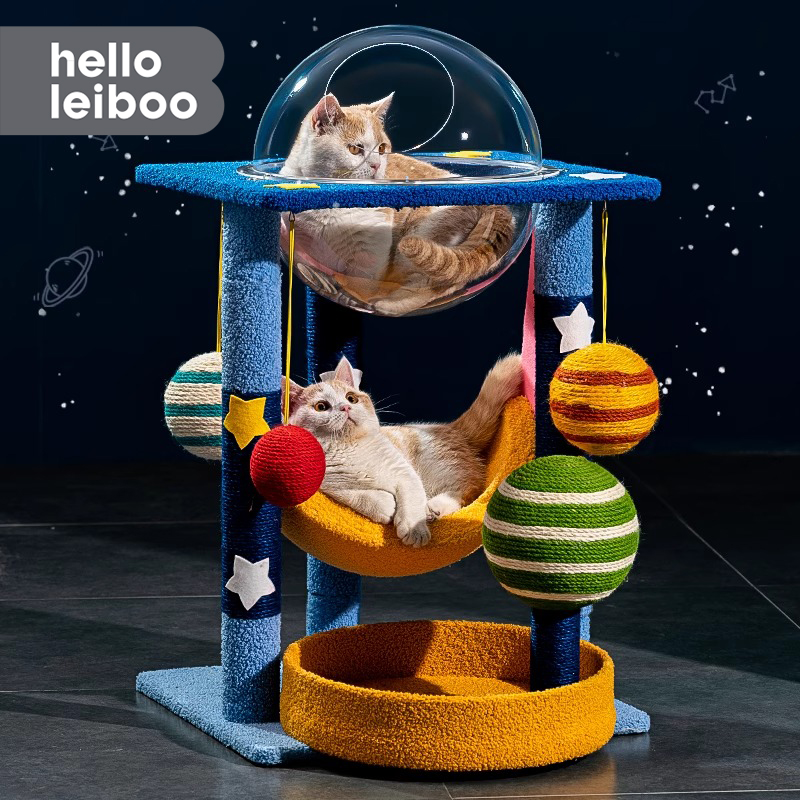 Vertical Sisal Cat Climbing Frame Resistant Feline Catch Board Cat Litter Cat Tree One Body Deconsulted Cat Grip Post Space Cabin Grinding Claw Toy-Taobao