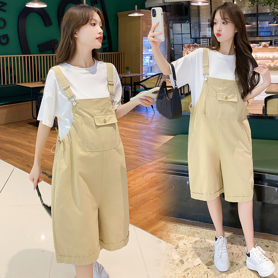Maternity overalls summer 2025 new style lightweight small loose fashionable T-shirt suspender shorts two-piece set
Maternity overalls summer 2025 new style lightweight small loose fashionable T-shirt suspender shorts two-piece set