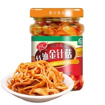 Huichuan red oil Flammulina velutipes meal 175g*4 bottles of ready-to-eat spicy snacks spicy appetizers canned pickles