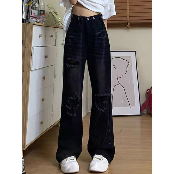 300*0.5kg large size women's black retro ripped jeans for women fat mm summer pants slimming loose wide-leg pants
300*0.5kg large size women's black retro ripped jeans for women fat mm summer pants slimming loose wide-leg pants