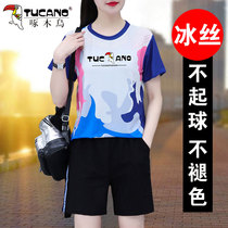 Woodpecker ice wire sportswear women short-sleeved shorts summer brand women's clothing summer clothes and leisure travel