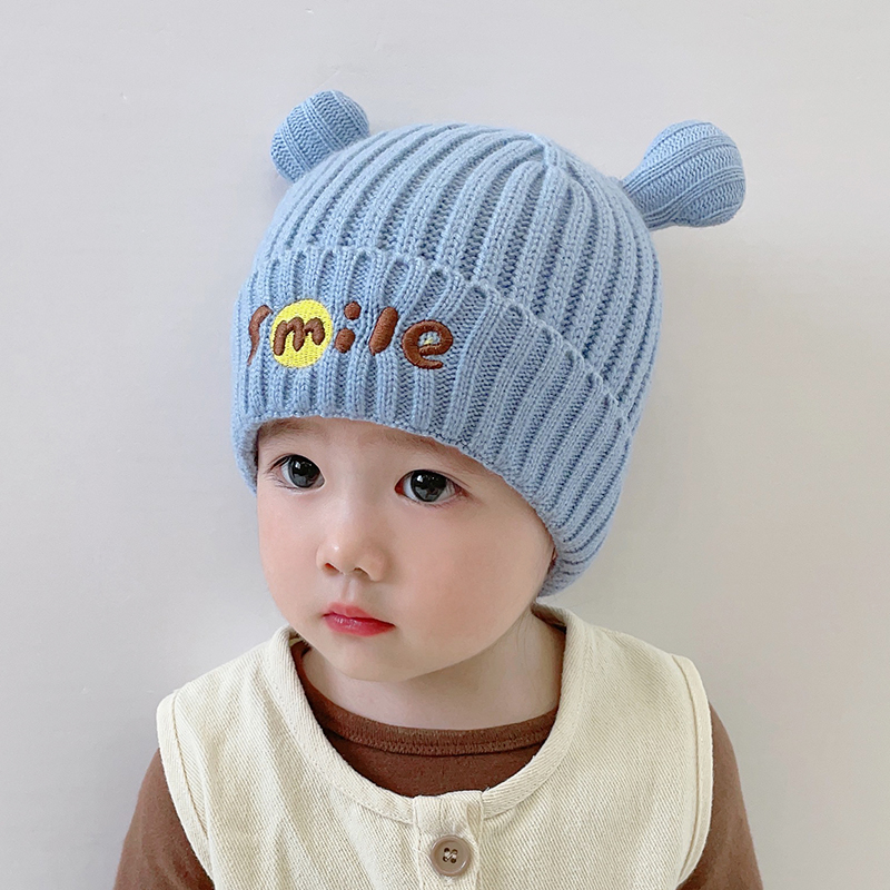 Autumn and Winter Children's Hat Cute Super Cute Woolen Cap Baby Boys' Ear Protection Winter Thickened Thermal Knitting Sleeve Cap