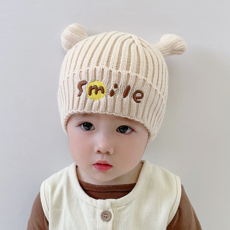 Autumn and Winter Children's Hat Cute Super Cute Woolen Cap Baby Boys' Ear Protection Winter Thickened Thermal Knitting Sleeve Cap