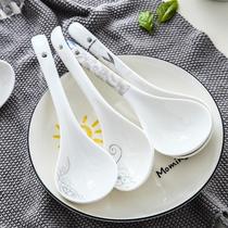 Spoon of ceramic spoon soup household with a spoon of porridge spoon long - handled large - scale ceramic spoon creative dilute rice