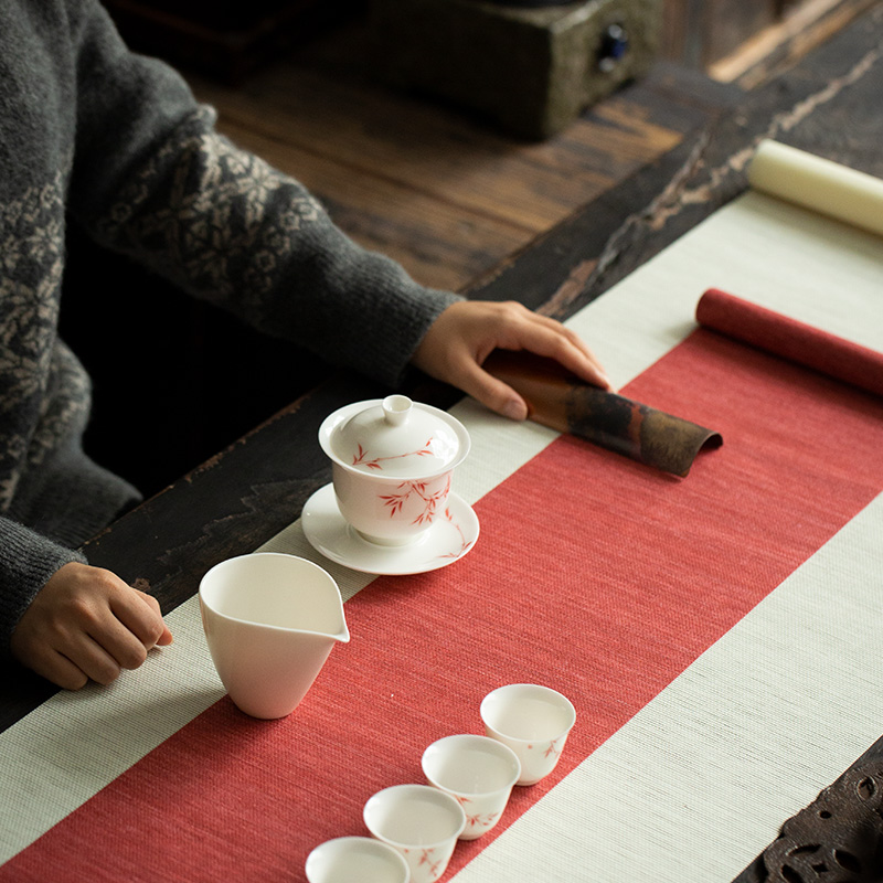 Japanese tea fiber mat waterproof table flag tea zen tea table cloth household tea table mat kung fu tea accessories