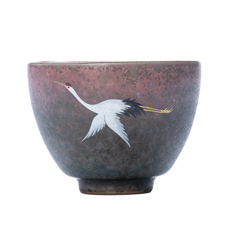 As the sample tea cup, small crane master cup of kung fu tea tea set ceramic tea cup retro zen single fullness
