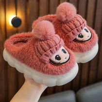Childrens slippers winter boy indoor home cartoon cute baby cotton slippers warm girl slippers