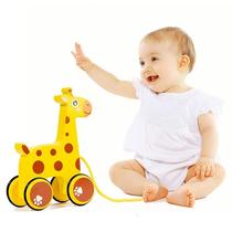 Baby tractor pull cart baby child hand pull rope pull cord toddler toy elephant puppy pulling toy