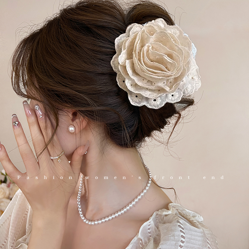 Ins Style Rose Flower Hair Clip Female 2024 New Spring and Summer Flower Hairpin Shark Clip