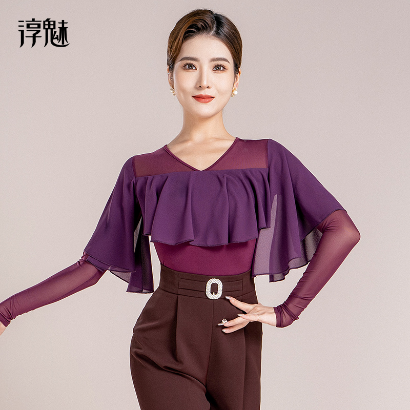 Chun Phantom new long sleeves Morden dance wear square dance Gittbawalz dancing blouses with women 1011-Taobao