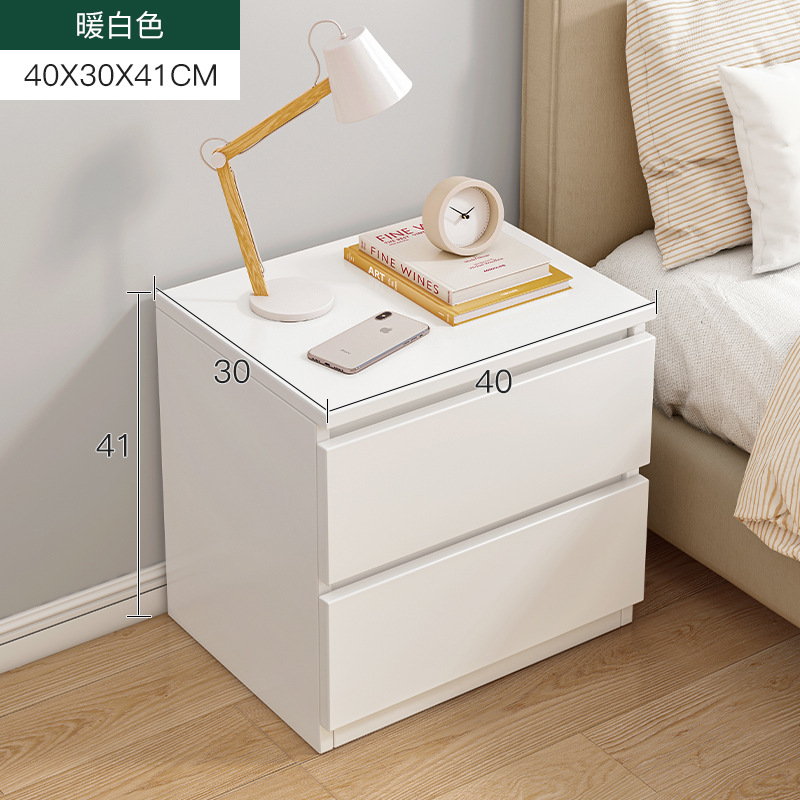 Bedside Cabinet, Simple Bedhead, Small Storage Rack, Home Bedroom Bedside Storage Cabinet, Rental Room Small Cabinet (29112:30430542:Installation method:self-assembly;1627207:3617467561:Color classification:Warm white double draw 40CM)