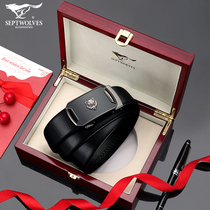 Seven wolves mens belts genuine leather tide 2021 new young people upscale automatic buckle business casual belt mens land