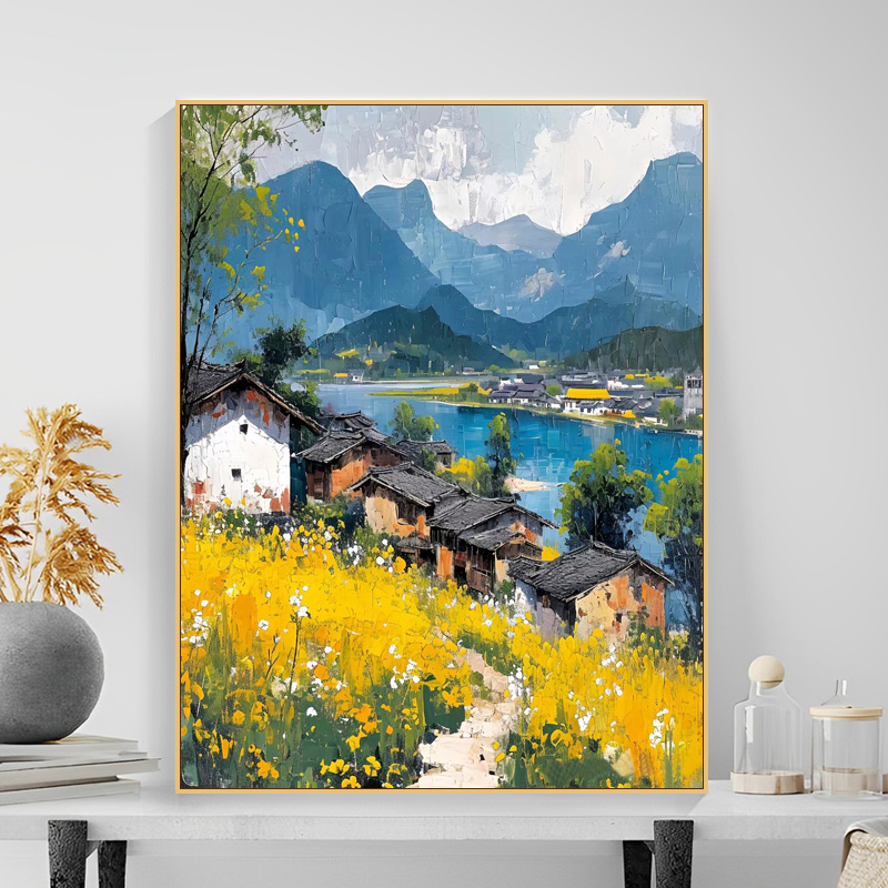 江南水乡数字油画diy风景治愈清新手工绘涂填充色丙烯装饰油彩画