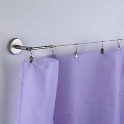 Simple shower curtain track line rope artifact iron steel wire pull hook retractable partition hanger channel punch-free curtain