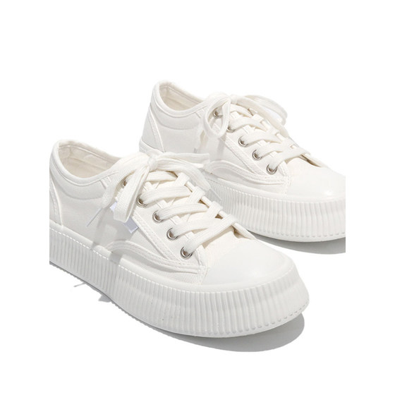 NAAI EEN丨Girls thick-soled biscuit canvas white shoes 2025 summer new style with skirt versatile casual shoes NAAI EEN丨Girls thick-soled biscuit canvas white shoes 2025 summer new style with skirt versatile casual shoes