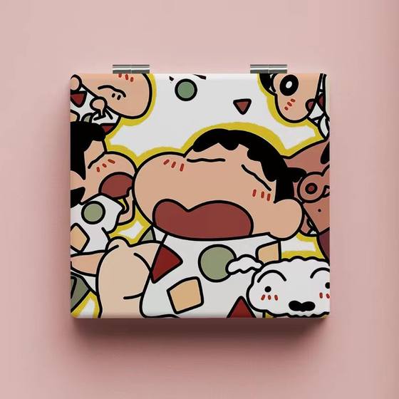 INS 스타일 Crayon Shin-Shiba Mirror 한국 스타일 학생 메이크업 미러 휴대용 접이식 거울 방지 양면 거울 INS 스타일 Crayon Shin-Shiba Mirror 한국 스타일 학생 메이크업 미러 휴대용 접이식 거울 방지 양면 거울
