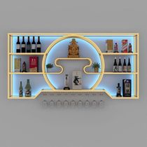 New Chinese style bar wine rack wine cabinet red wine white wine wall-mounted restaurant wall-mounted storage rack iron art display rack customization