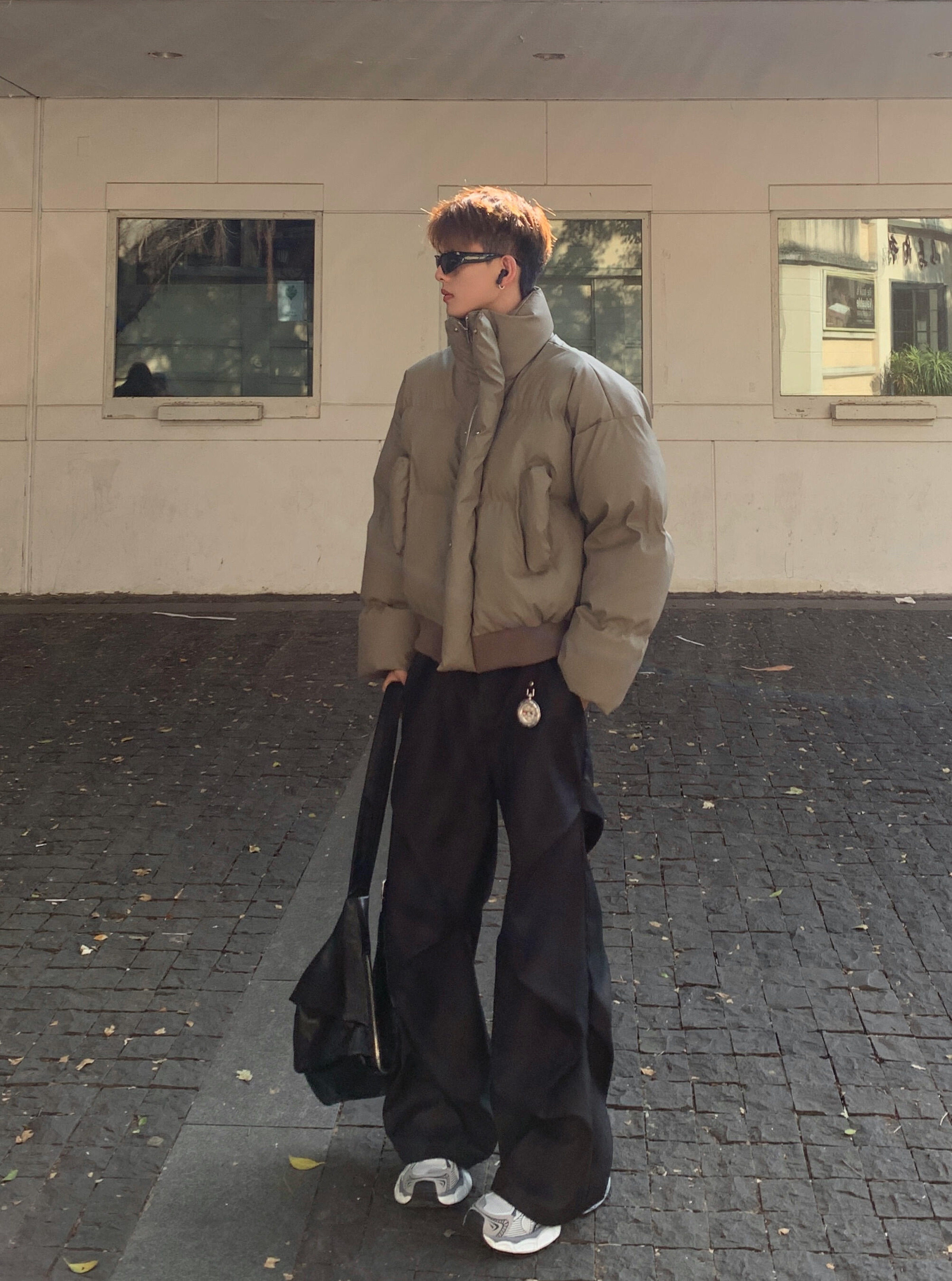 冬季pu皮立领短款棉服男款加厚保暖美式复古高级感cleanfit面包服