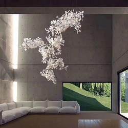 Ceramic ginkgo branches and leaves living room dining room stairs post-modern lobby branch designer creative art chandelier