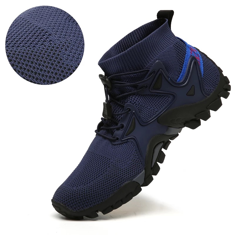 Outdoor sports hiking shoes for men and women, river tracing shoes for couples, casual hiking and water wading shoes, breathable mid cut woven beach shoes (20549:28388:shoe size:38;1627207:28340:sort by color:Navy blue)