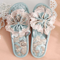 European-style slippers European lace slippers soft sole butterfly bowl room in four seasons of men and women cloth beauty salon shoes home