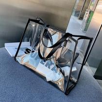 Transparent bag female summer single shoulder bag female 2019 new tide Han version of the transparent bag bag large