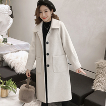 Woolen coat womens long Korean version 2021 new autumn and winter cotton thick Hepburn wind woolen coat