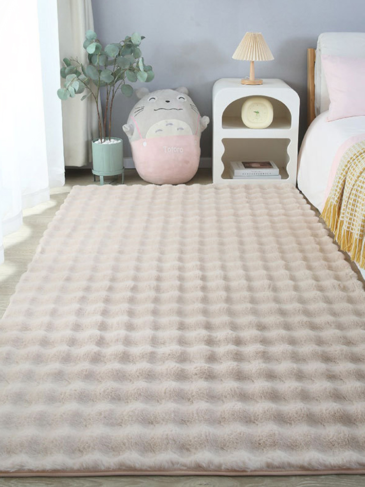 cream style imitation rabbit fur carpet bedroom bedside blanket high-grade household girl room thickened fleece floor mat living room