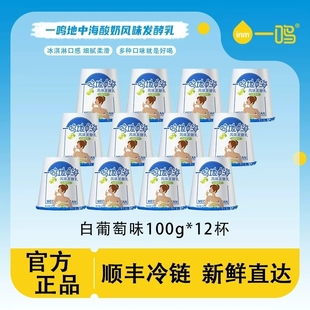 一鸣低温地中海酸奶炭烧海盐焦糖白葡萄原味杯装营养早餐牛奶