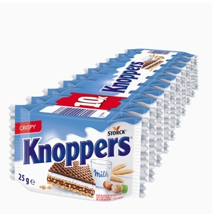 Knoppers优力享榛子威化饼干德国进口网红休闲独立小包零食10片装