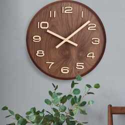 Solid wood new Chinese style wall clock living room silent Chinese style wooden clock simple home clock wood grain wall clock book z.