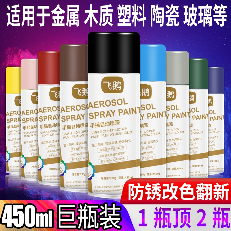 Automatic hand-shake self-spray paint metal lacquered paint free of rust car special furniture wood ware black white rust-proof paint-Taobao