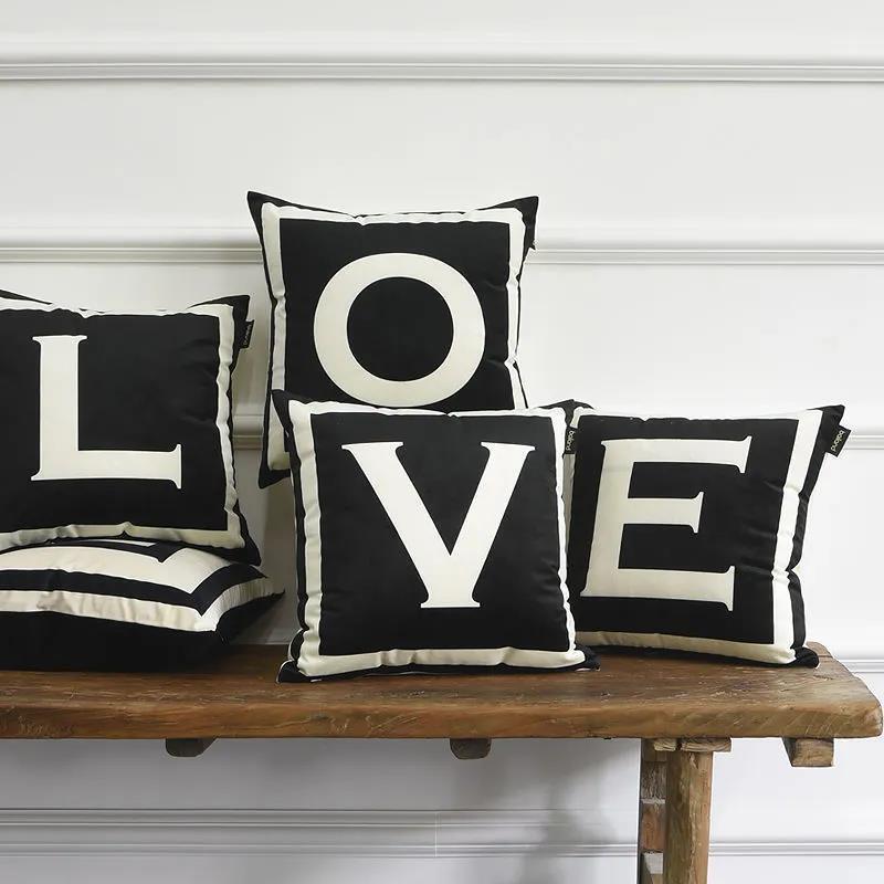 Nordic Black and White Letter Printed Pillow Sofa Cushion Automotive Waist Cushion Office Waist Support Afternoon Nap Pillow Pillow Simple