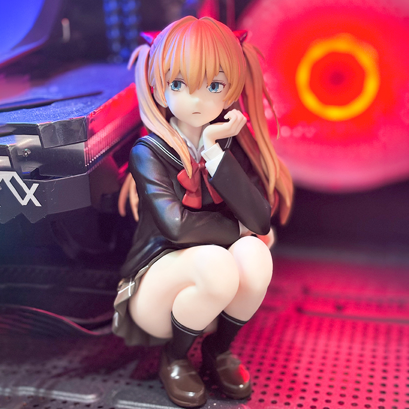 福音战士EVA 蹲姿明日香学院美少女手办机箱摆件动漫周边潮玩礼物