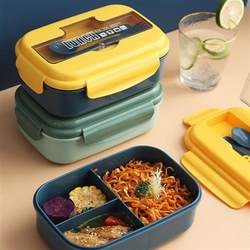 Japanese style lunch box double layer small compartment lunch box microwave heating student single layer movable partition lunch box with cutlery