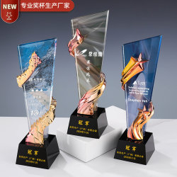 Creative new colorful crystal trophy customized creative five-pointed star award outstanding employee sales medal customized