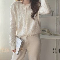 Clearance 20 spring and autumn hollow round neck knitted wool cardigan womens short loose jacket thin shawl cashmere top