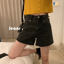 Big sim high waist two buckles denim shorts 2021 summer new straight pants women straight thin hot pants students