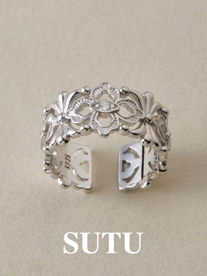Sutu Sutu 링 중공 조각 925 Silver Light Light Luxury High-End Open Ring Tail Ring Niche Design Jewelry Sutu Sutu 링 중공 조각 925 Silver Light Light Luxury High-End Open Ring Tail Ring Niche Design Jewelry