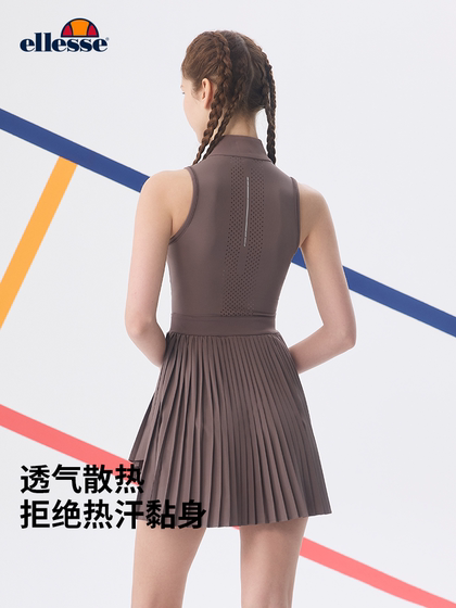 Ellesse Small Shell Sunscreen Pleated Tennis Skirt Spring and Summer Moisture 흡수 빠른 건조 스포츠 민소매 드레스 조끼 치마 Ellesse Small Shell Sunscreen Pleated Tennis Skirt Spring and Summer Moisture 흡수 빠른 건조 스포츠 민소매 드레스 조끼 치마