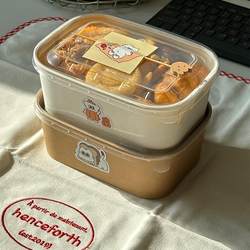 Picnic box disposable thickened kraft paper pasta packaging box salad sushi fast food box cake lunch box lunch box