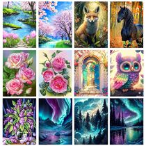 5D DIY Diamond Painting Aurora Landscape Flower Animal Diamo
