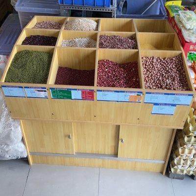 Supermarket grain, dry fruit display cabinet wooden shelter rack rice barrel rice bucket snack food rack bulk cabinet Supermarket grain, dry fruit display cabinet wooden shelter rack rice barrel rice bucket snack food rack bulk cabinet