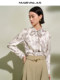 Mandesty Printed Chiffon 셔츠 2025 여름 새로운 대비 컬러 새로운 중국 최고 기질 스 트리머 목 셔츠 여성 Mandesty Printed Chiffon 셔츠 2025 여름 새로운 대비 컬러 새로운 중국 최고 기질 스 트리머 목 셔츠 여성
