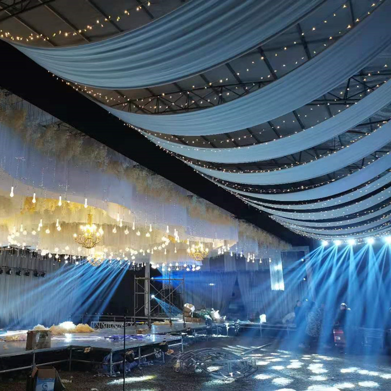 婚庆吊顶造型柱子顶布纱幔道具韩式云顶酒店弹力布牛奶丝布置顶装