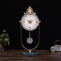 European brass table clock home desktop decoration table clock ornaments creative light luxury fashion clock silent quartz clock