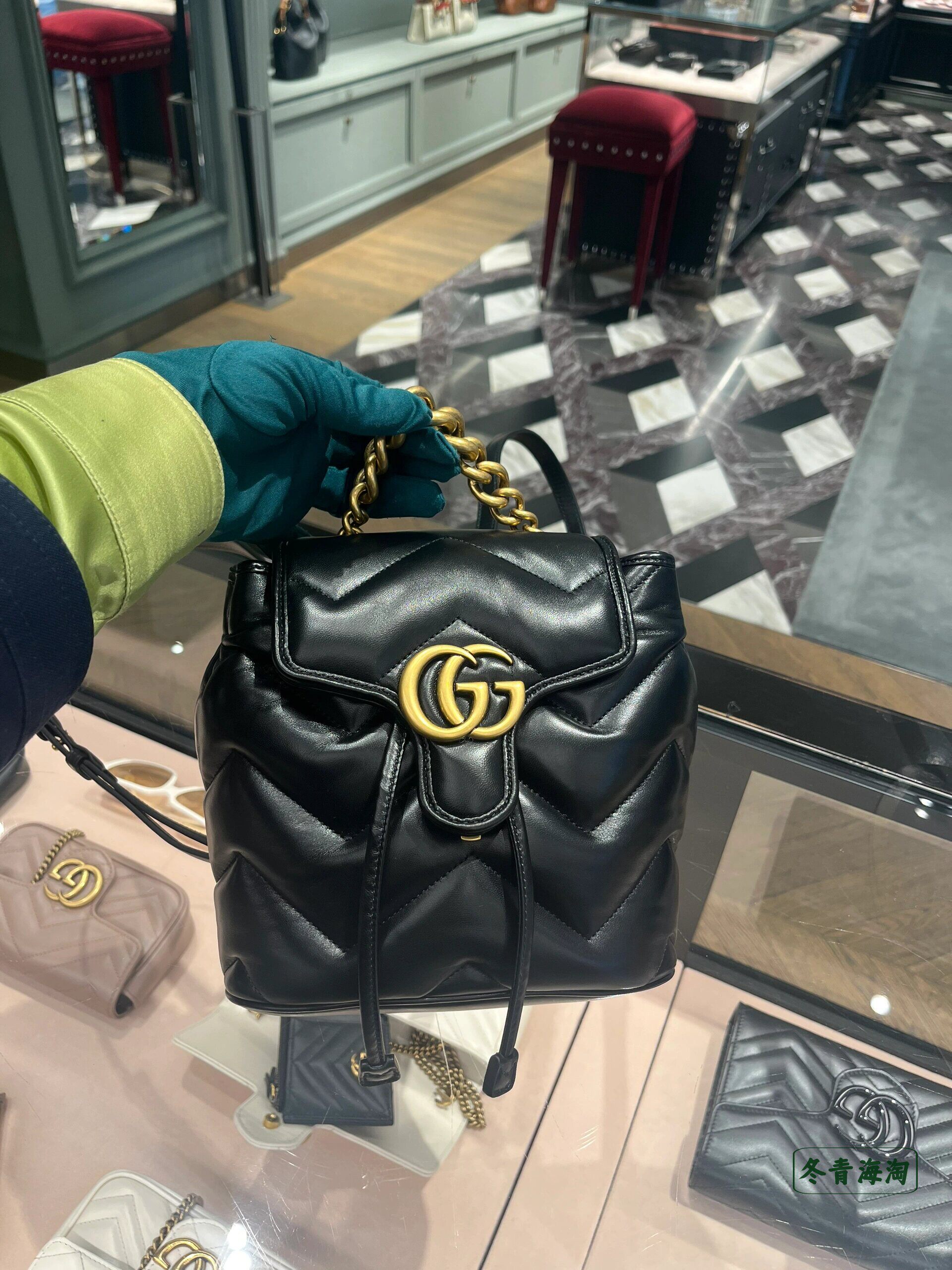 法国直邮gu­cci古­驰gg marmont绗缝背包 小书包 马蒙包 女包