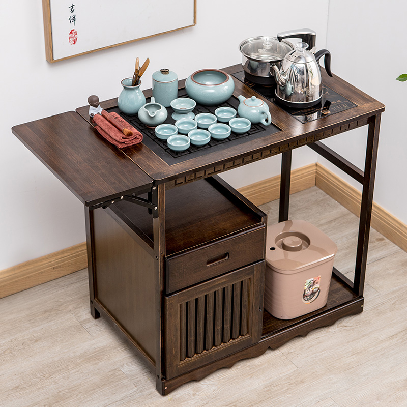 泡茶桌简约小茶台实木茶几功夫茶盘移动茶车现代家用办公茶具套装