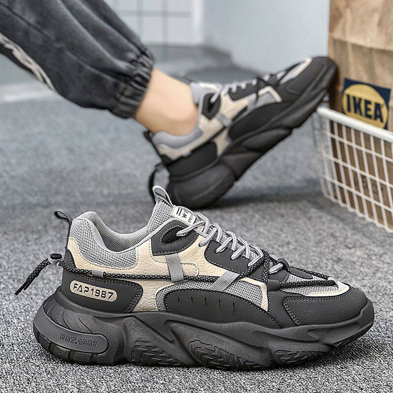 Ohuepai-Niche trendy shoes men's shoes spring new breathable mesh sports shoes men's trendy all-match height increase