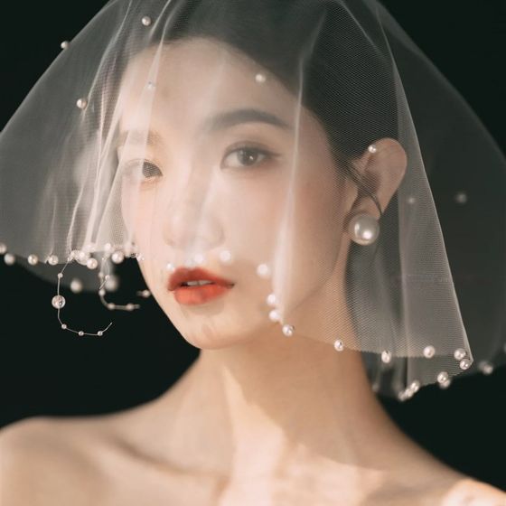신부 웨딩 베일 짧은 진주 얼굴 커버 헤드 드레스 고급 사진 스튜디오 사진 사진 스타일 샘플 샘플 신부 웨딩 베일 짧은 진주 얼굴 커버 헤드 드레스 고급 사진 스튜디오 사진 사진 스타일 샘플 샘플